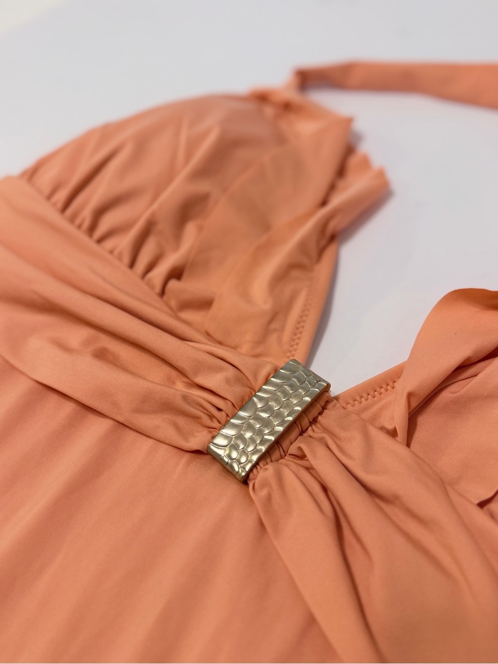 EUC Zingara Peach Halter One-Piece Swimsuit with Gold Accent size 14 - Picture 4 of 7